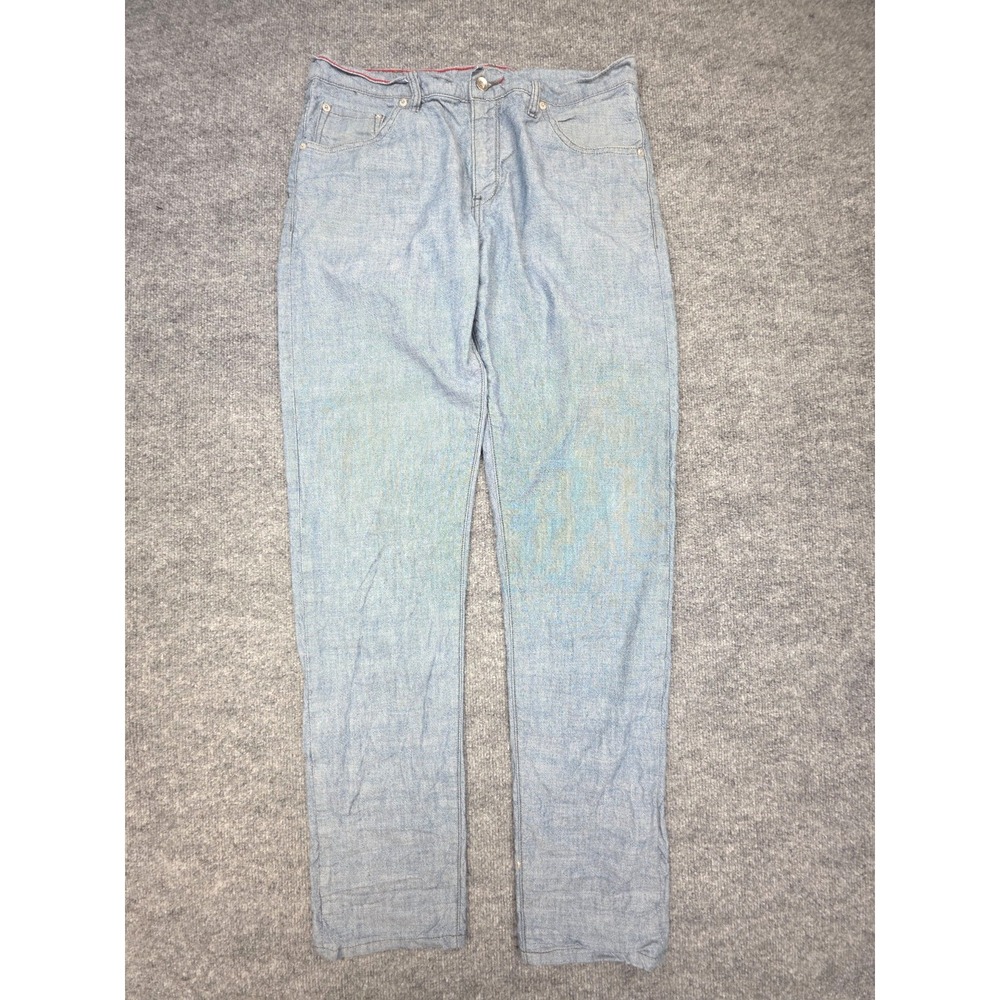 Raleigh Denim Chambray Graham Jeans Pants Men's 33 (FITS 32 x 32) Blue